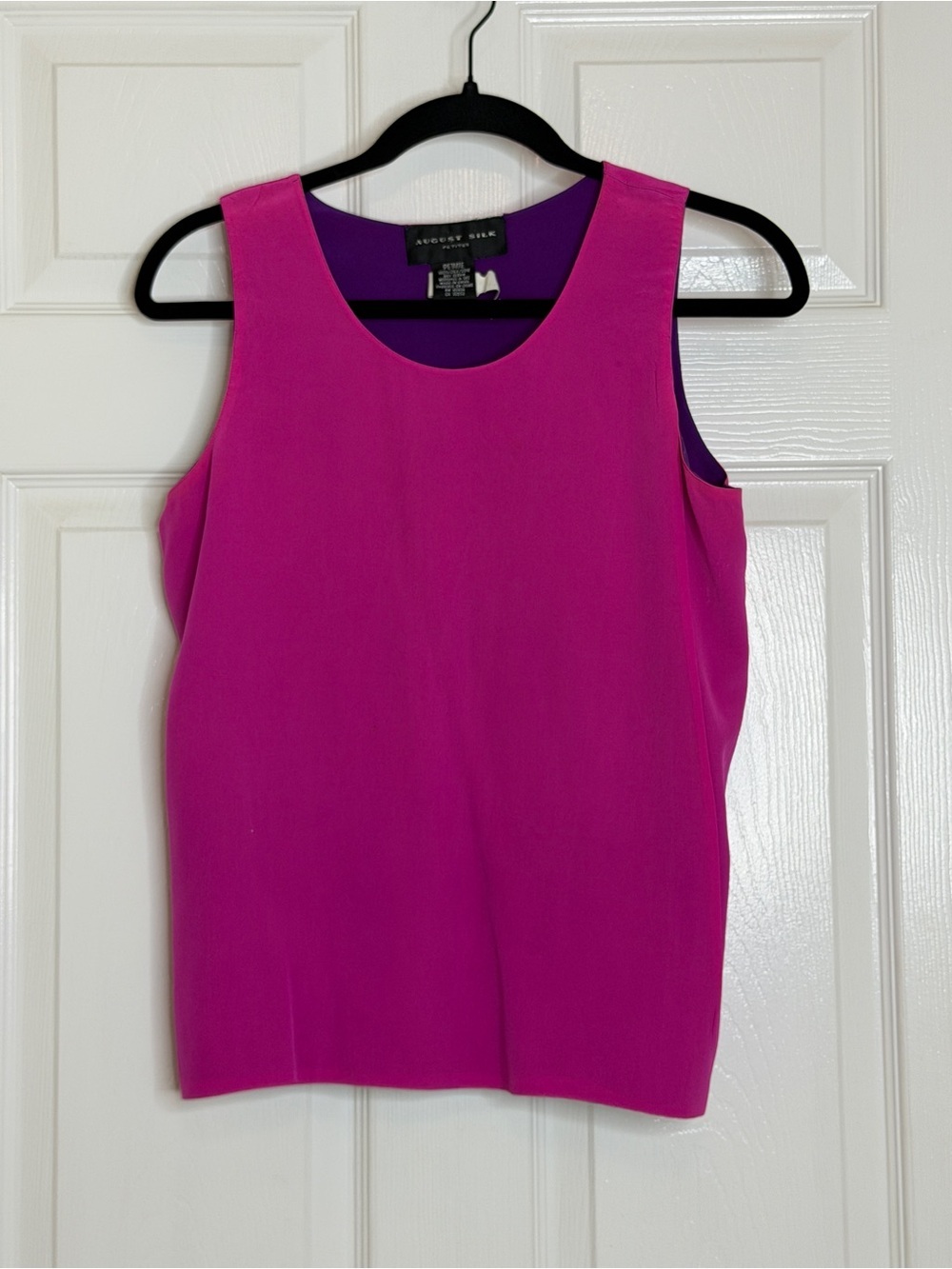 August Silk Petite Reversible 100% Silk Sleeveless Shell Top Purple Pink - Picture 4 of 6